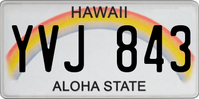 HI license plate YVJ843