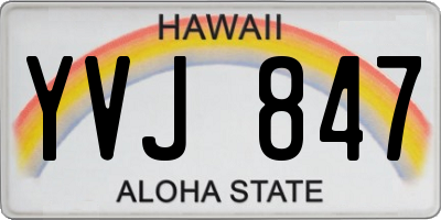 HI license plate YVJ847