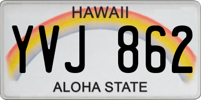 HI license plate YVJ862