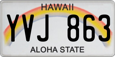 HI license plate YVJ863