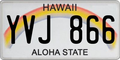 HI license plate YVJ866