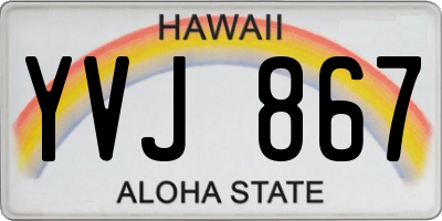HI license plate YVJ867