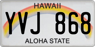 HI license plate YVJ868