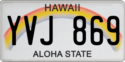 HI license plate YVJ869