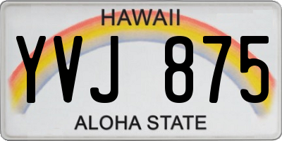 HI license plate YVJ875