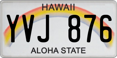 HI license plate YVJ876