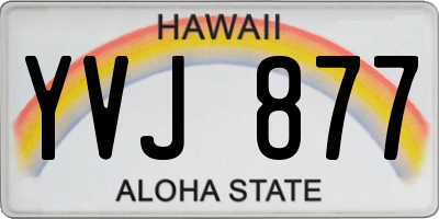 HI license plate YVJ877