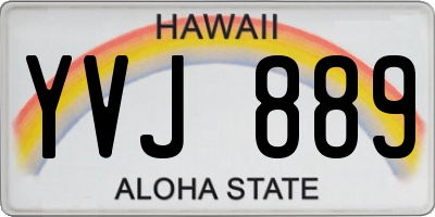 HI license plate YVJ889