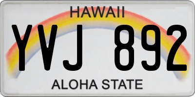 HI license plate YVJ892
