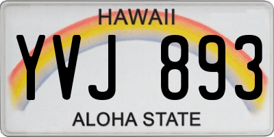 HI license plate YVJ893