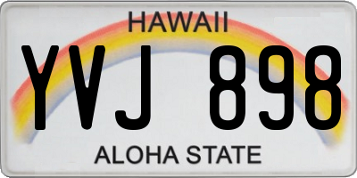 HI license plate YVJ898