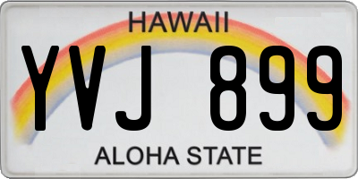 HI license plate YVJ899