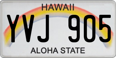 HI license plate YVJ905