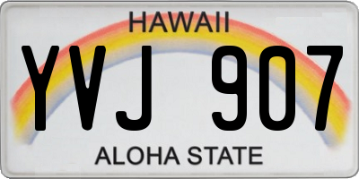 HI license plate YVJ907