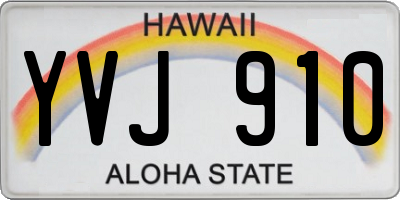 HI license plate YVJ910