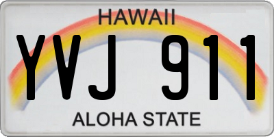 HI license plate YVJ911