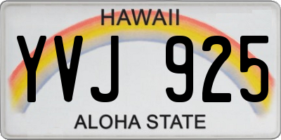 HI license plate YVJ925