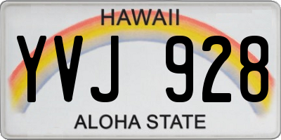 HI license plate YVJ928