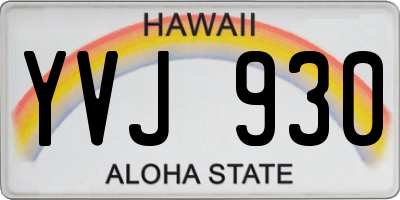 HI license plate YVJ930