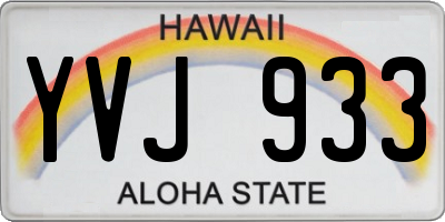 HI license plate YVJ933