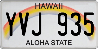 HI license plate YVJ935