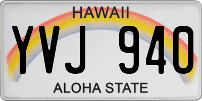 HI license plate YVJ940