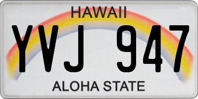 HI license plate YVJ947