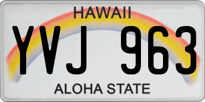HI license plate YVJ963