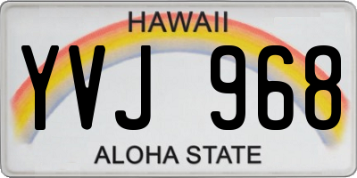 HI license plate YVJ968
