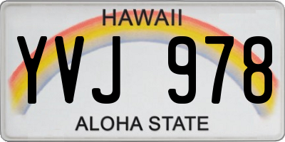 HI license plate YVJ978