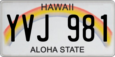 HI license plate YVJ981