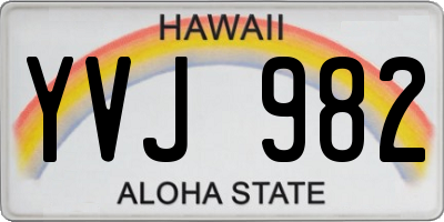 HI license plate YVJ982
