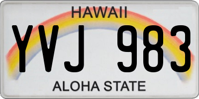 HI license plate YVJ983
