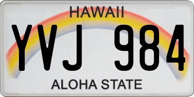 HI license plate YVJ984
