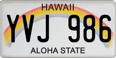 HI license plate YVJ986