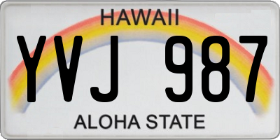 HI license plate YVJ987