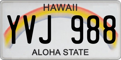 HI license plate YVJ988