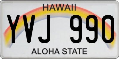 HI license plate YVJ990