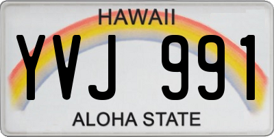 HI license plate YVJ991