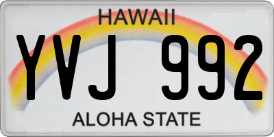 HI license plate YVJ992