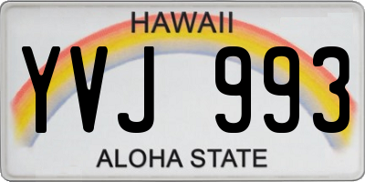 HI license plate YVJ993