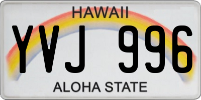 HI license plate YVJ996