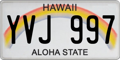 HI license plate YVJ997