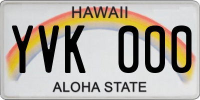 HI license plate YVK000