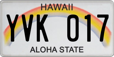 HI license plate YVK017