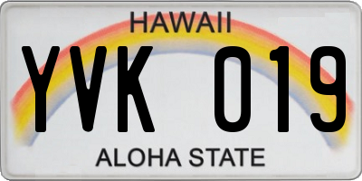 HI license plate YVK019