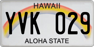 HI license plate YVK029