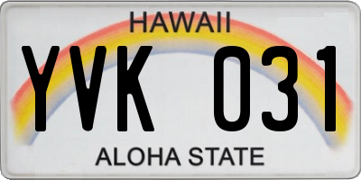 HI license plate YVK031
