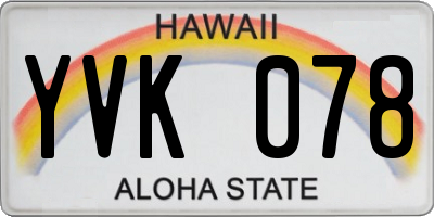 HI license plate YVK078