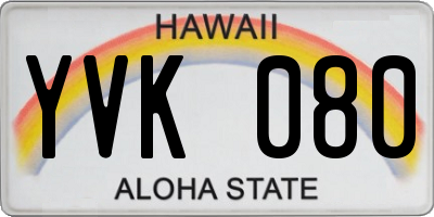 HI license plate YVK080